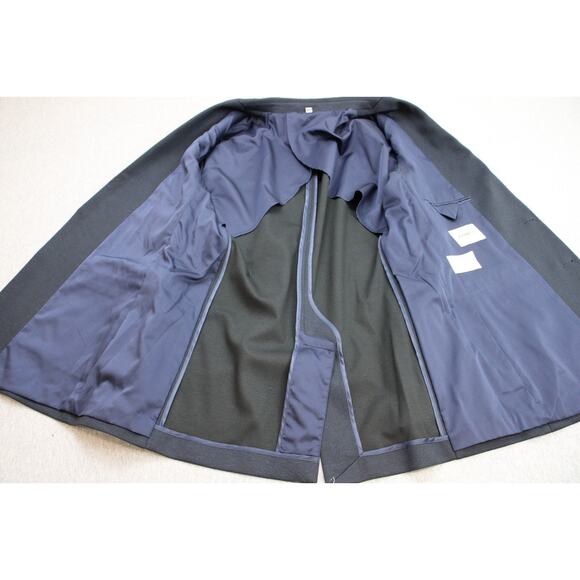 Express Blazer Mens 42R Blue Black Stretch Slim Fit Two Button Classic Jacket - Picture 5 of 11